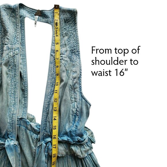 Free People New Romantics Sexy Dust Drag Jumpsuit Mermaid Blue Green S - Picture 10 of 16